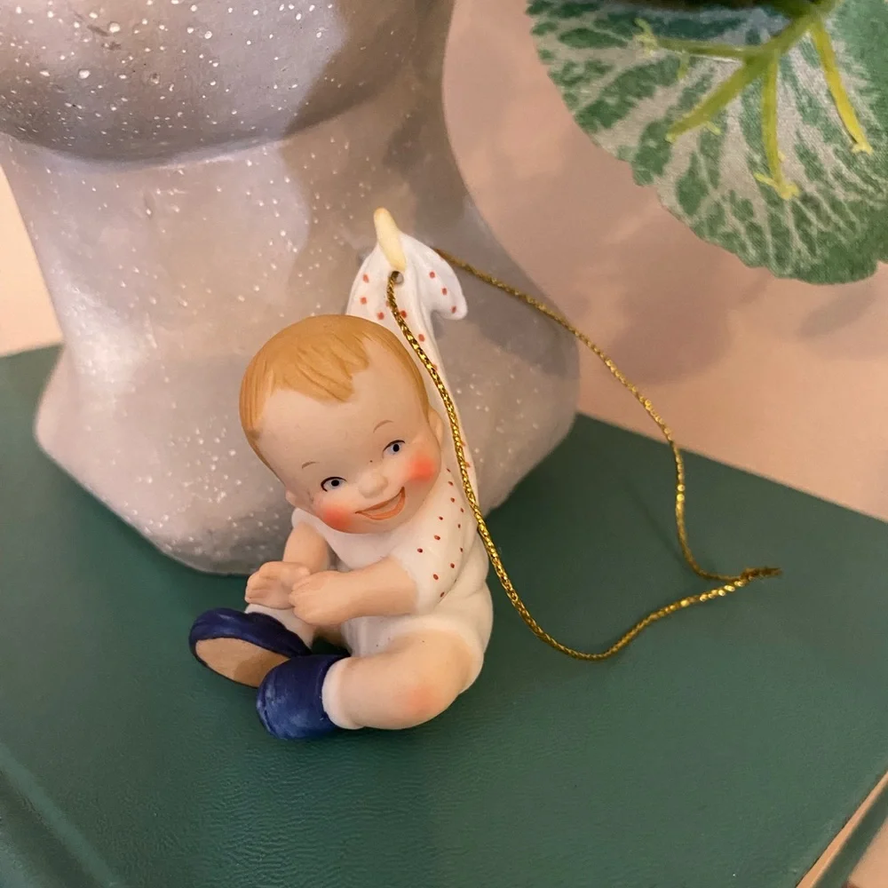 NEW VINTAGE Enesco Bisque “Baby Boy” Ornament